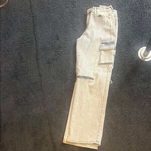 Fashion Nova Light Gray Cargo Style Jeans